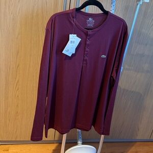 Lacoste Men's Deep Red Long Sleeve Tee